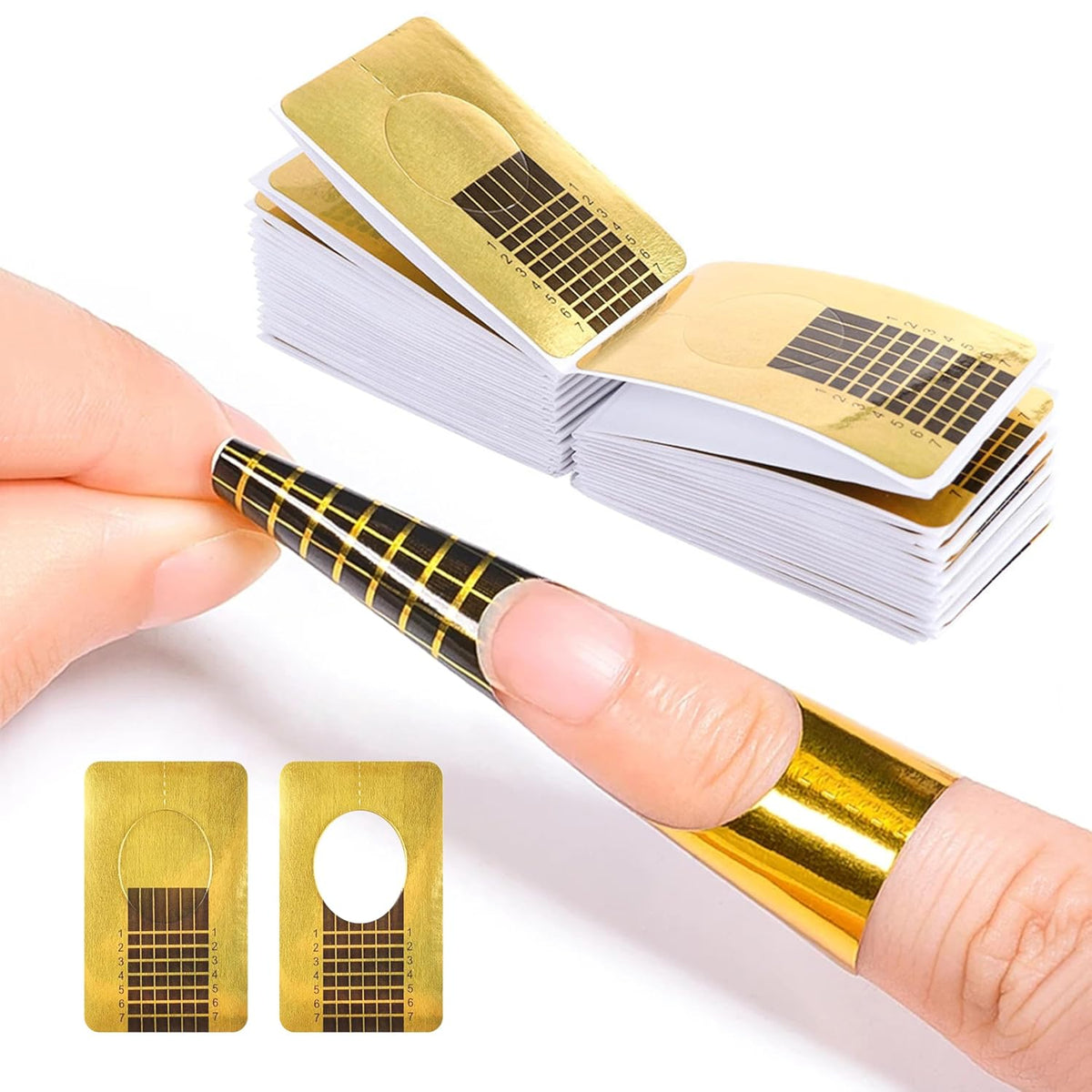 NailForms for Gel Builder Self Adhesive NailExtension Stickers for Poly nail Gel and Acrylic with Tip Sculpting NailForms Nail Art for Home & Salon (200)