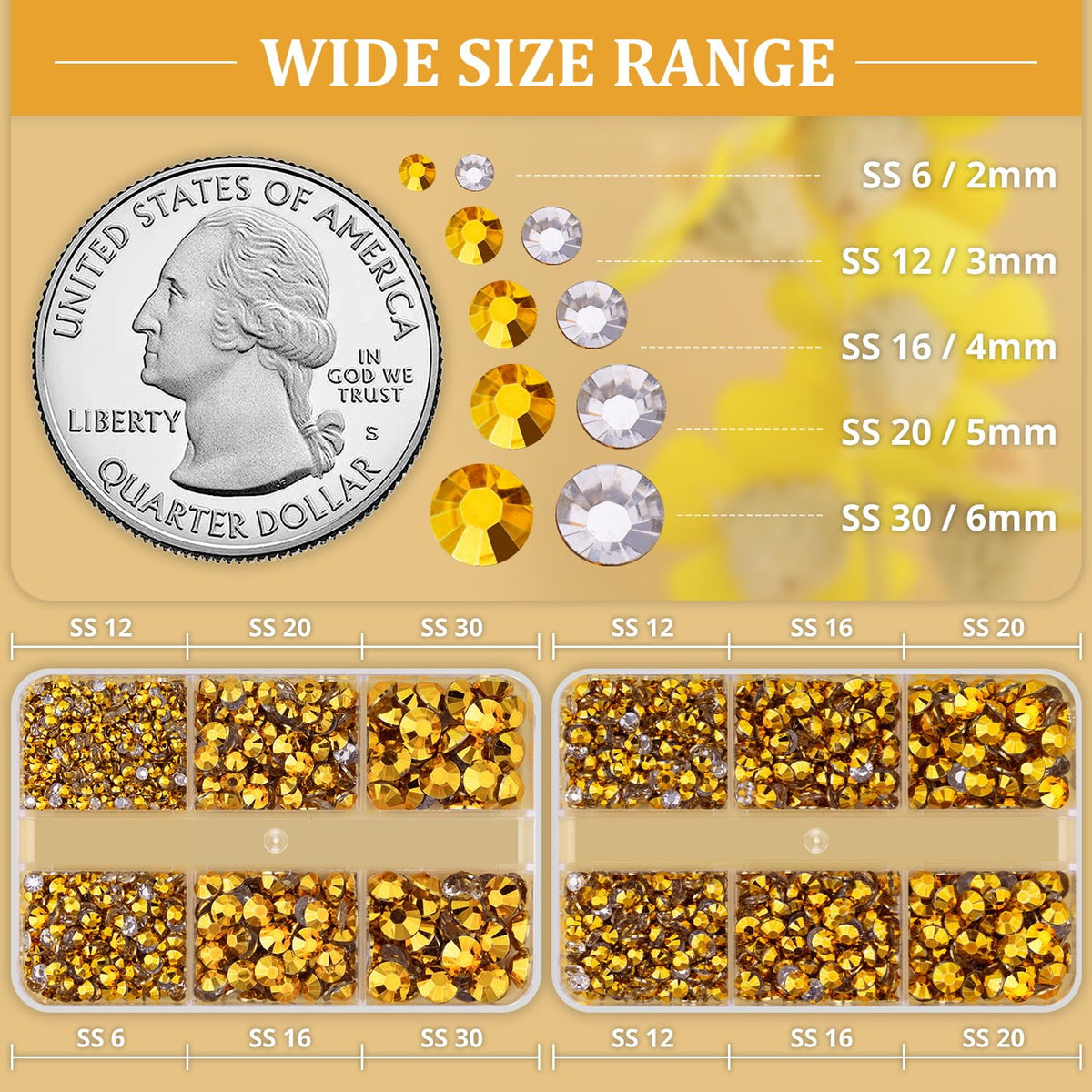 Resin Rhinestones for Crafting, 2 Boxeses Gold Multi Sizes Flatback Bedazzling Crystals for Crafts Nail Art Decoration, Non Hotfix Gems Charms for Tumbler Shoes Clothing Fabric Face Makeup