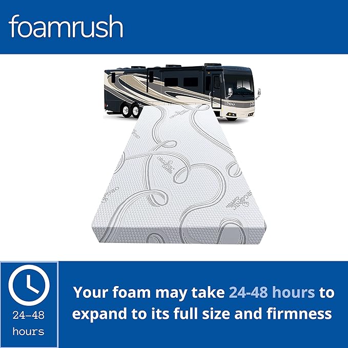 FoamRush 6-Inch Truck (36" x 76") Medium Firm High Density Foam RV Mattress Replacement with Cotton Cover,Pressure Relief, Travel Camper Trailer Truck, Made in USA, CertiPUR-US Certified