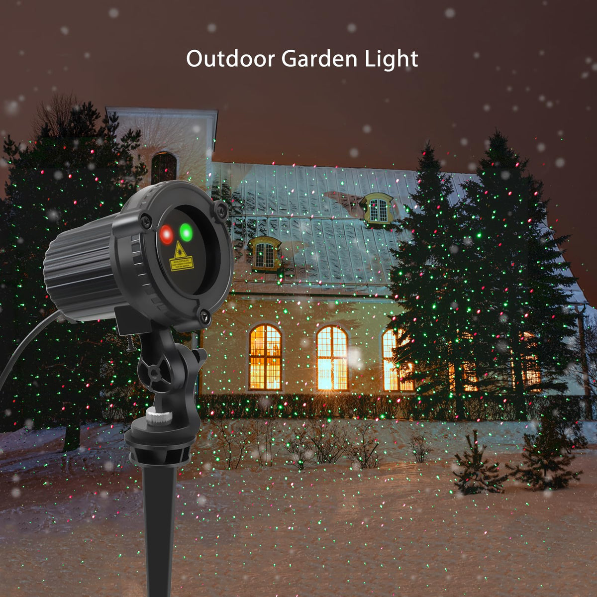 SUNFUCAN Laser Christmas Projector Lights Outdoor, Outdoor Garden Laser Light, Landscape Lights with Red and Green Stars, IP65 Waterproof,Cold Resistant. Suitable for Holiday, Party, Garden Decorati