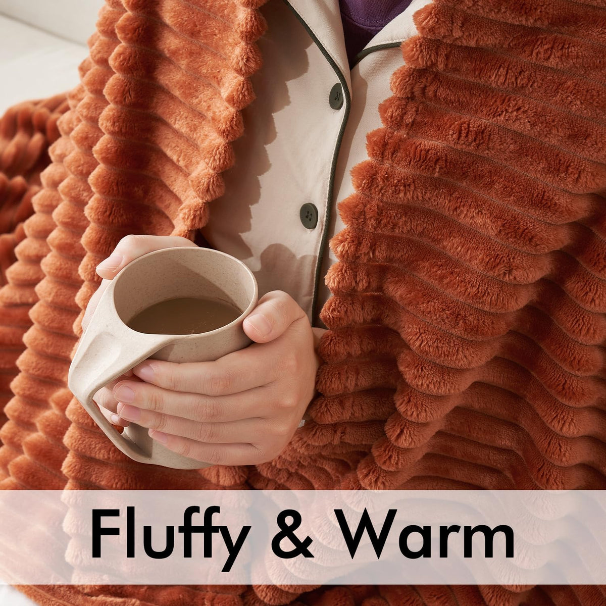 MIULEE Fall Rust Throw Blanket 3D Ribbed Jacquard Fleece Flannel Velvet Plush Decorative Bed Blanket (Throw, 50" x 60") - Super Soft, Lightweight, Warm and Cozy for Couch Sofa Home Decor
