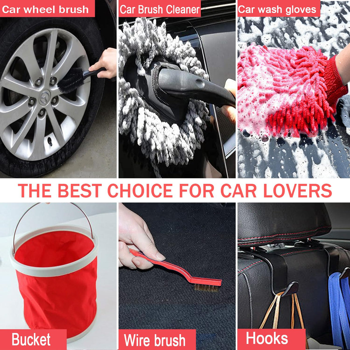 LIANXIN Car Wash Kit - Car Cleaning Kit,Car Wash Kit with Foam Gun, Microfiber Sponge and Towels,Tire Brush, Collapsible Bucket,Car Wash Foam Gun