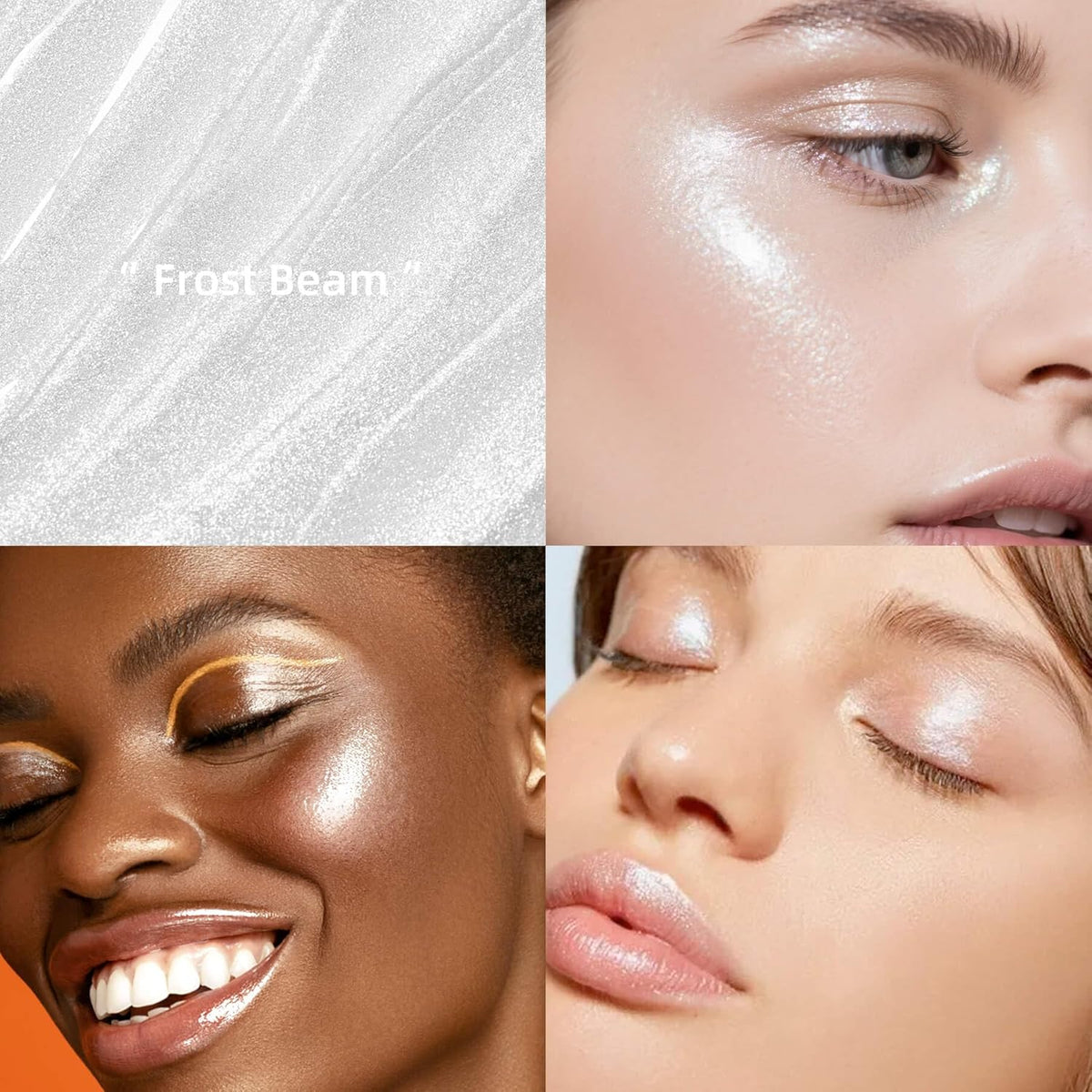 Shimmer Stick for Eyes, Lips, Face and Body Cream Highlight Eyeshadow, Multi-Use Diamond Like Shine, Moisturizing Formula Sheer Finish, Silver Undertone Frost Beam