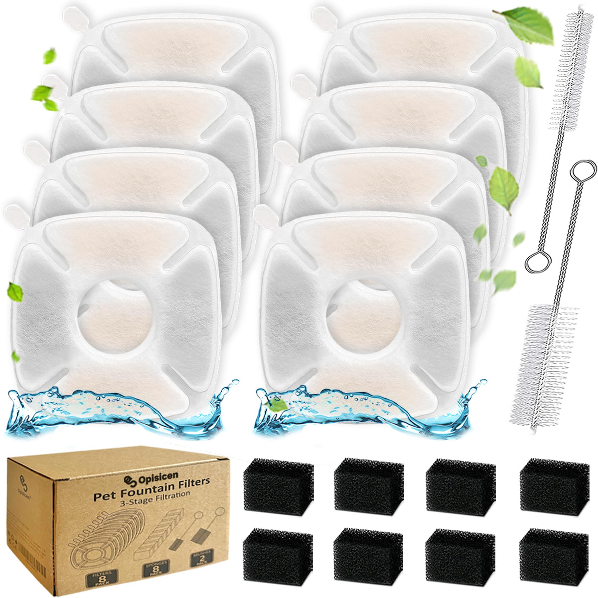 18 Pcs Cat Fountain Filters Replacement Compatible with VEKEN 95oz/2.8L Cat Water Fountain Filters Automatic Dog Water Fountain Filters Pet Fountain