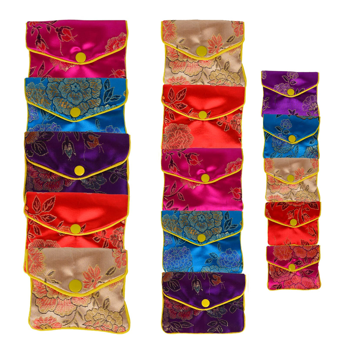 Bleiou 15 Pcs Jewelry Silk Purse Pouch Brocade Gift Bags Mix Colors(Small)