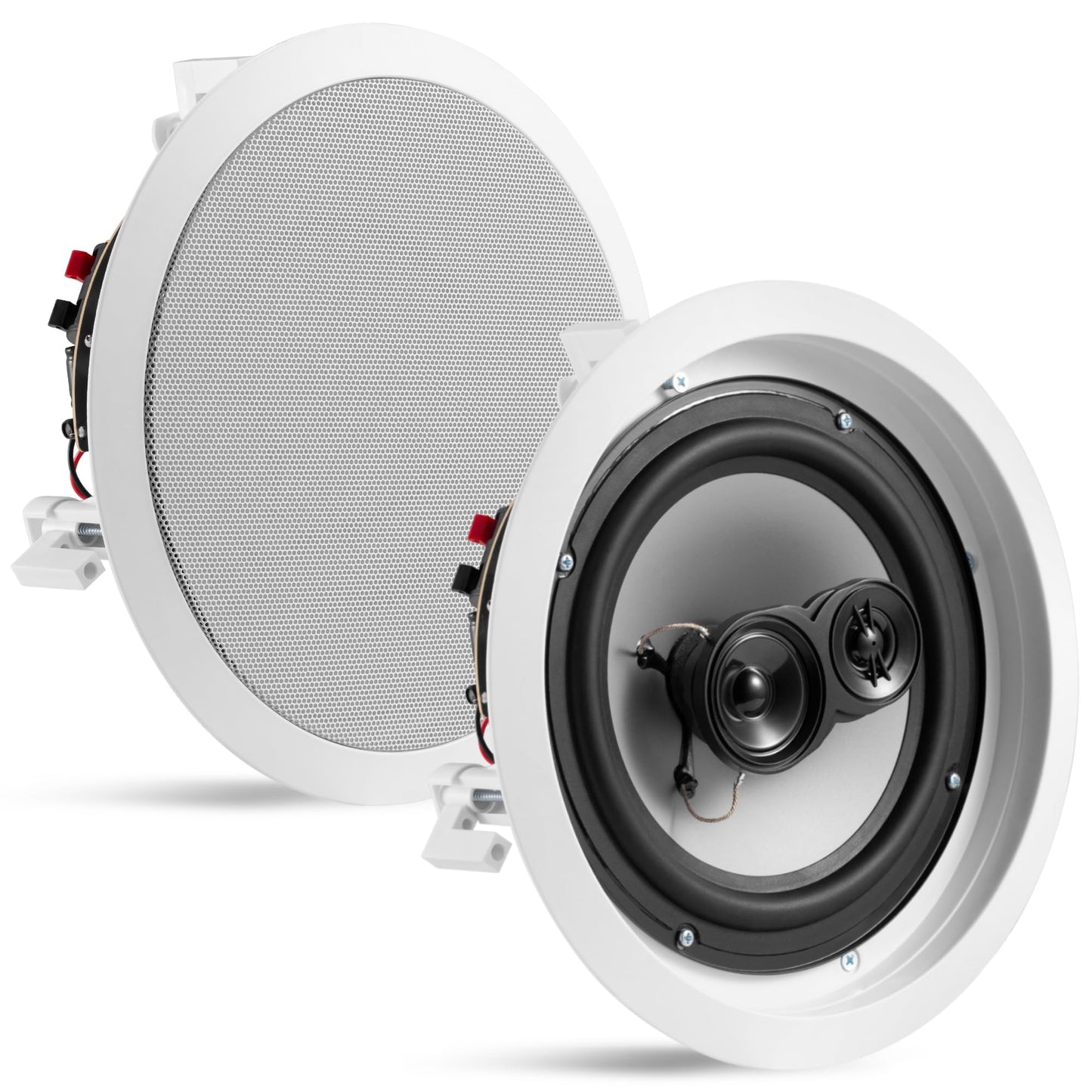 Acoustic Audio CSic83 in Ceiling 8" Speaker Pair 3 Way Home Theater Speakers
