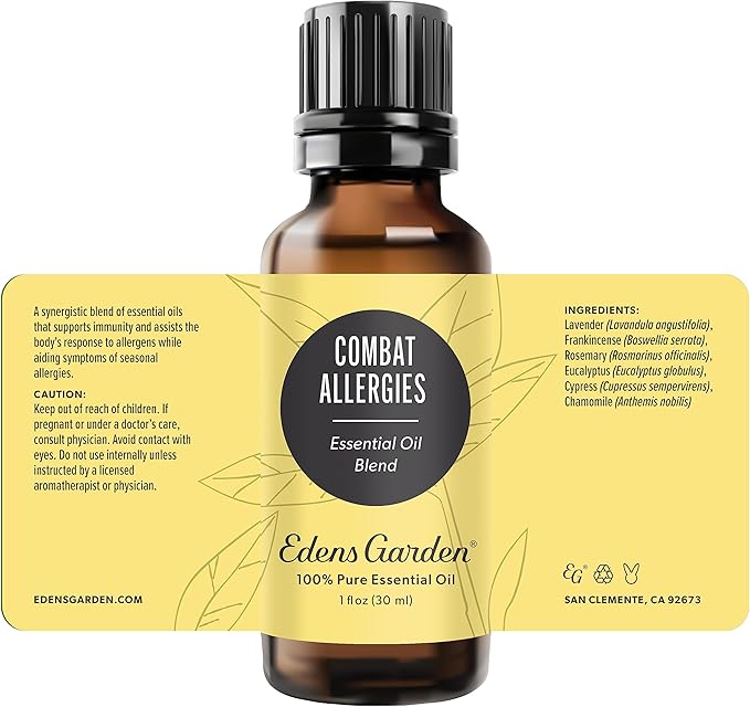 Edens Garden Combat Allergies Essential Oil Blend- 100% Pure Premium Grade, Undiluted, Natural, Therapeutic, Aromatherapy, The Best for Skin, Humidifiers, Face 30 ml (1 fl oz)