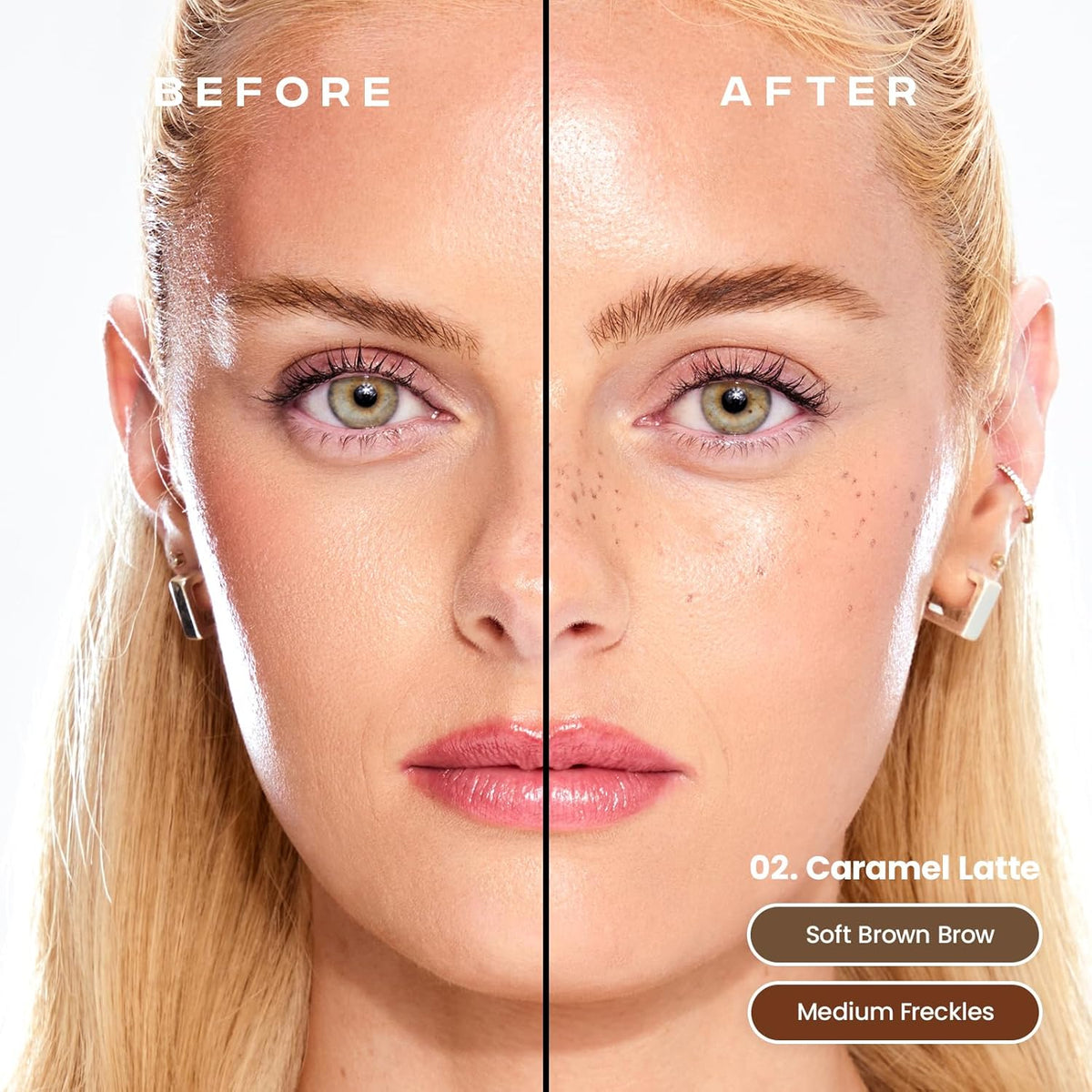 Sacheu Brow & Freckle STAY-N Tinted Eyebrow Gel & Faux Freckle Pen — 2-in-1 Longwear Water Resistant Brows Tint, Cruelty-Free & Vegan, Caramel Latte