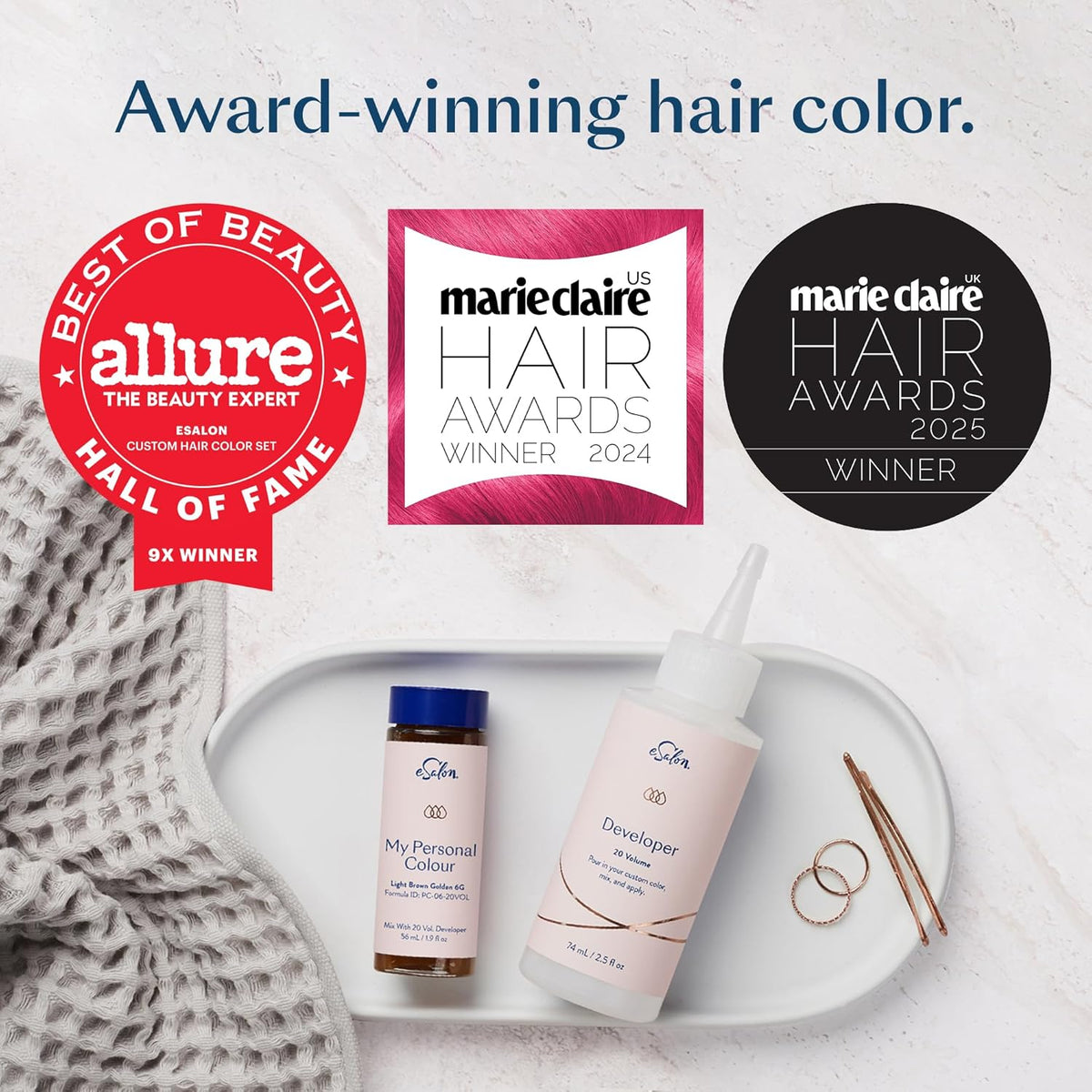 eSalon Permanent Hair Color & Hair Dye Kit - Dark Brown - Personal Colorist for Up To 100% Gray Coverage, All Hair Types - Professional-Grade Ammonia-Free Dye
