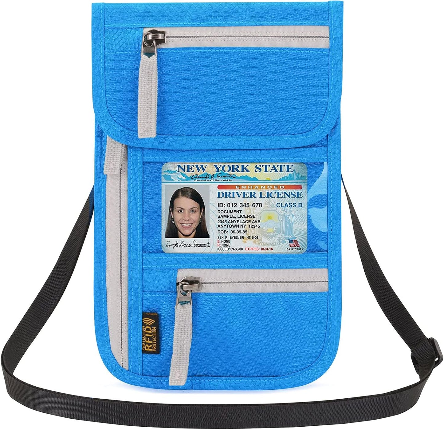 Peicees RFID Blocking Travel Neck Wallet for Men Women Family Passport Holder Lanyard Neck Pouch Slim Travel Document Holder
