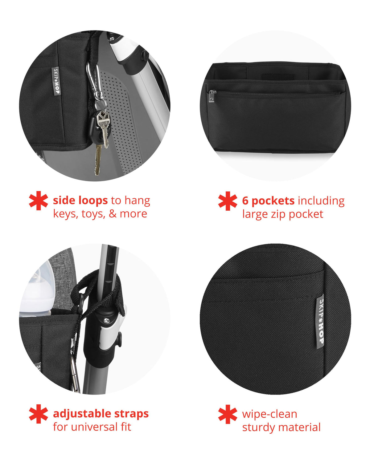 Skip Hop Universal Stroller Organizer, Grab & Go Ultra, Black