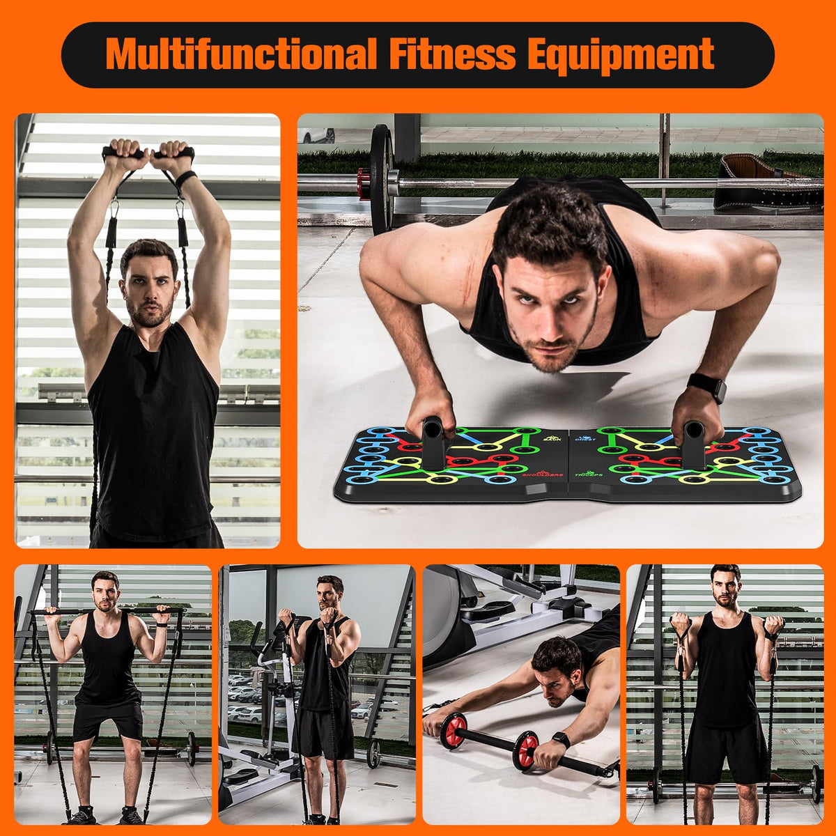 AERLANG Push Up Board, Portable 30-in-2 Workout Set for Push Up, Chest Fitness Equipment with Pilates Equipment & Ab Roller for Men & Women, Fat Burning Push Up Bar for Home Gym