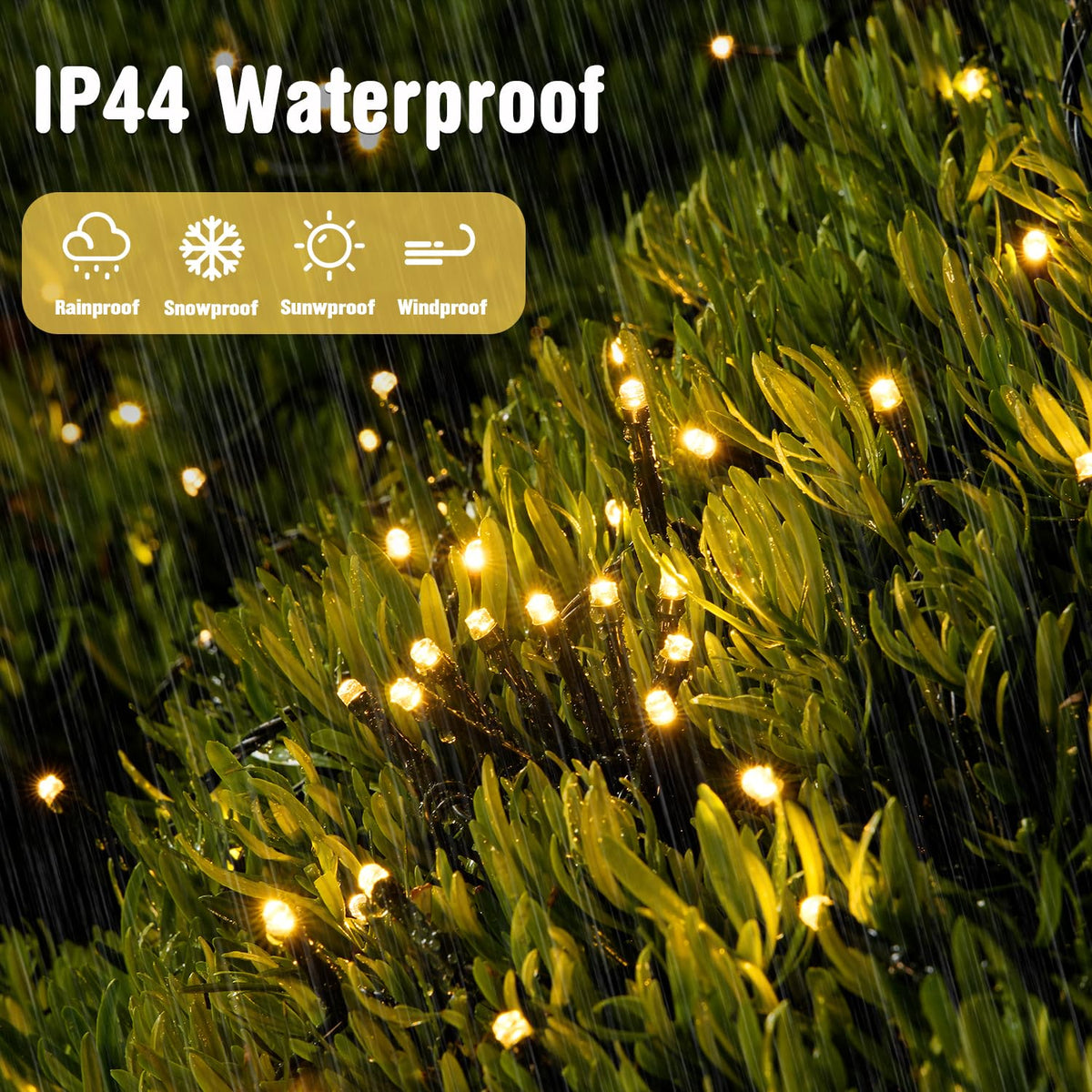 JMEXSUSS 66ft 200 LED Christmas Lights Outdoor, Warm White Christmas Lights Indoor Plug in, 8 Modes Twinkle String Light for Outside Tree Bedroom Wedding Party Ceiling Home Decorations