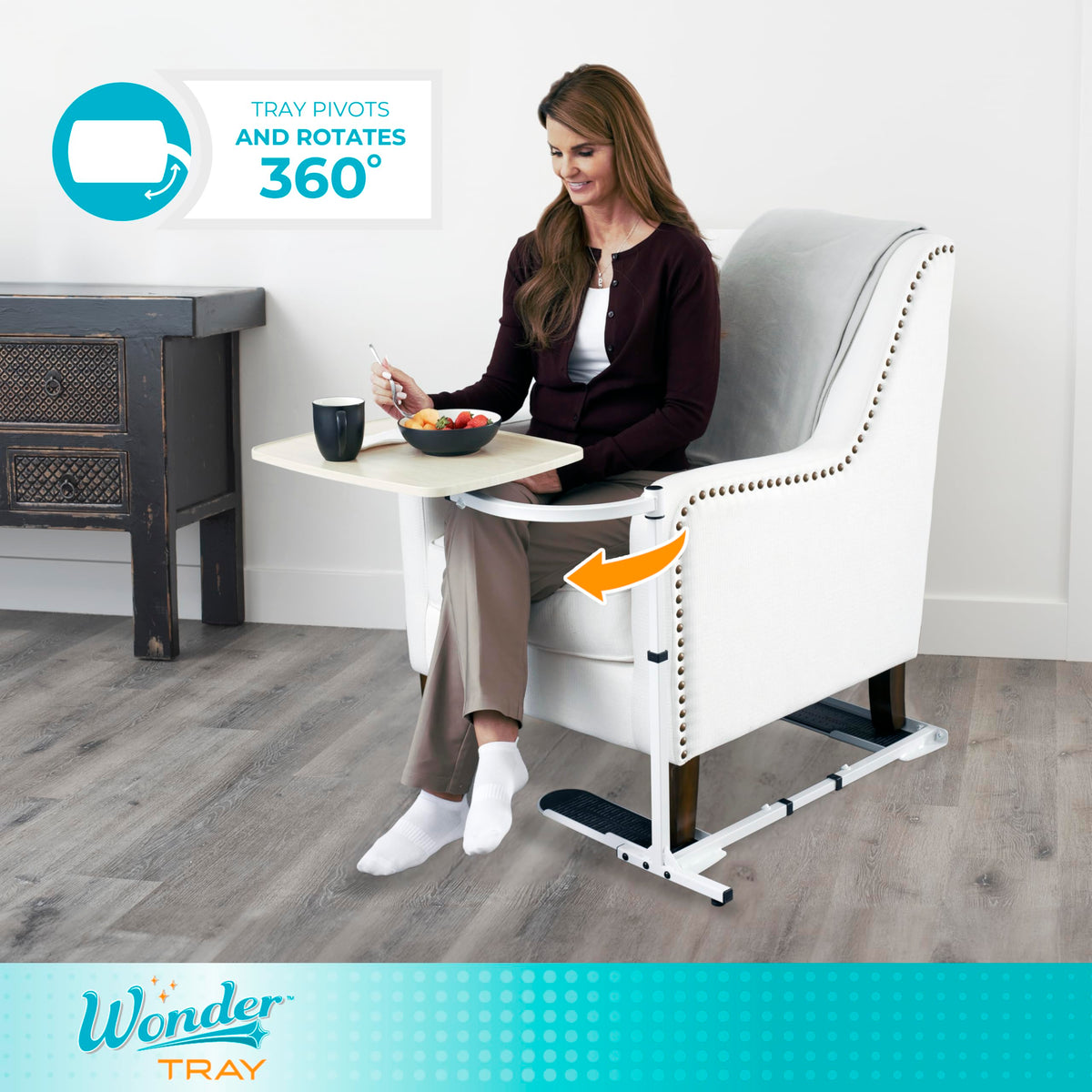 Stander Wonder Tray, Adjustable Swivel Table, Large Laptop Stand, Couch Desk, Side Tables & Gaming Bench, TV-Trays for Eating on Couches, Chairs, Recliners, Maple