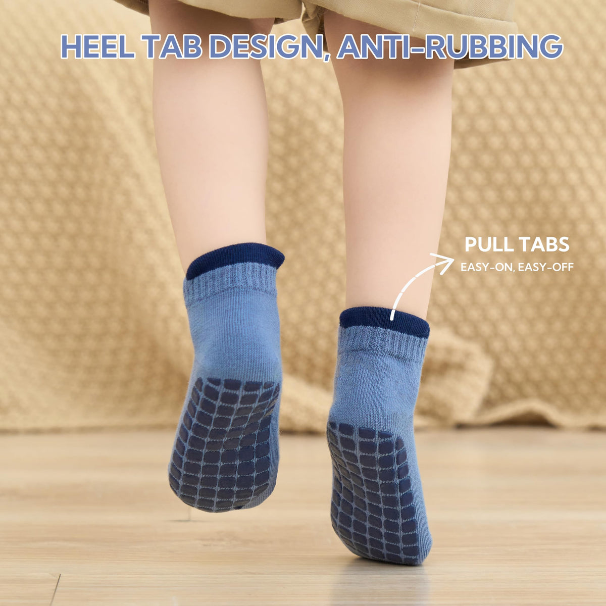 EUFANCE Toddler Non Slip Grip Ankle Socks with Grippers Cotton for Baby Boys Girls Infants Kids 6 Pairs