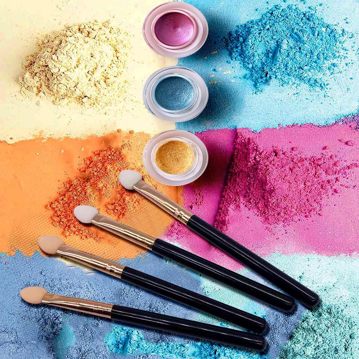 Eyeshadow Applicators Double Sided Sponge Tip Foam Reusable，20Pcs Professional Organic Long Handle Washable Makeup Eye Shadow Brush Set