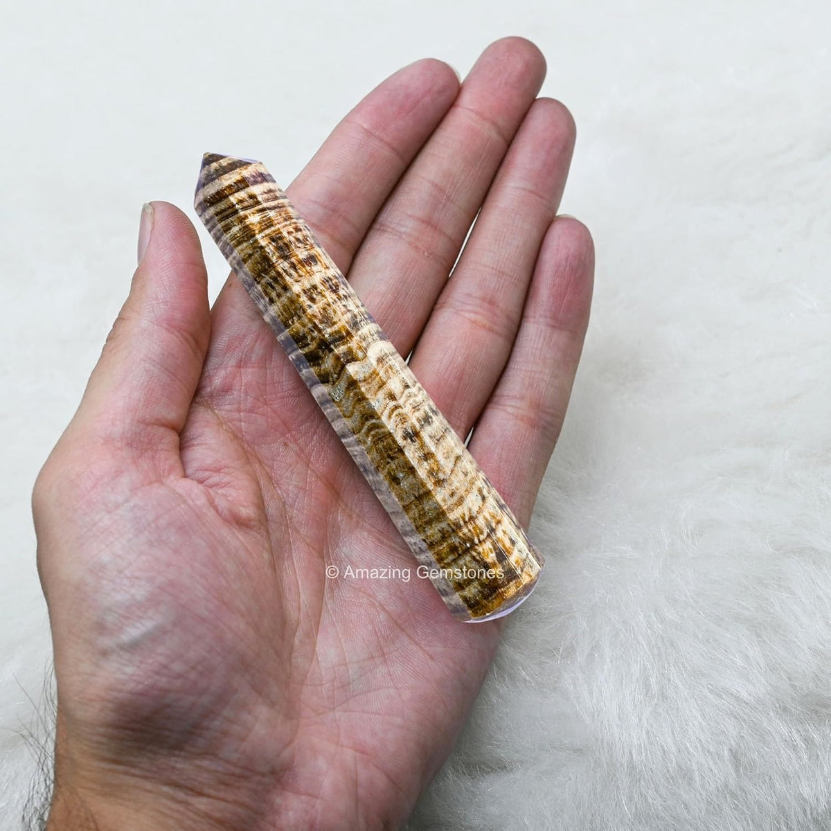 Amazing Gemstone Aragonite Crystal Wand Massage Stick - Pelvic Wand Gua Sha for Adults - Crystals and Healing Stones Massage Wands for Adults Gifts (Pointed)