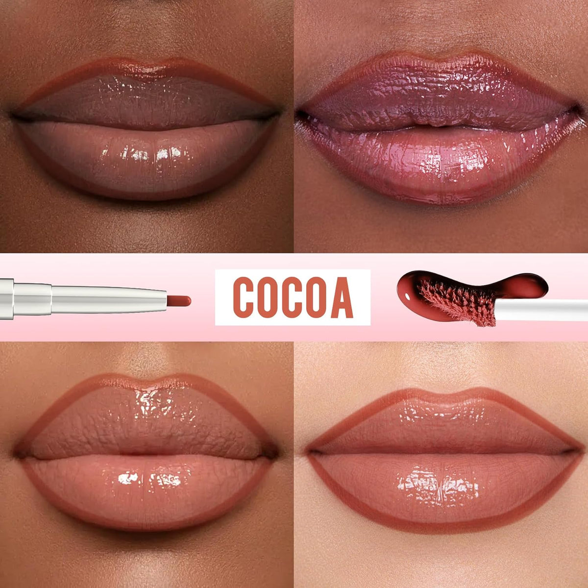iMethod Lip Liner Stain - Lip Stain, 2-In-1 Dual-Ended Peel Off Lip Stain with Tweezer, Natural Long Lasting Peel Off Lip Liner, Easy to Use for All Skin Types, Stay All Day, Cocoa