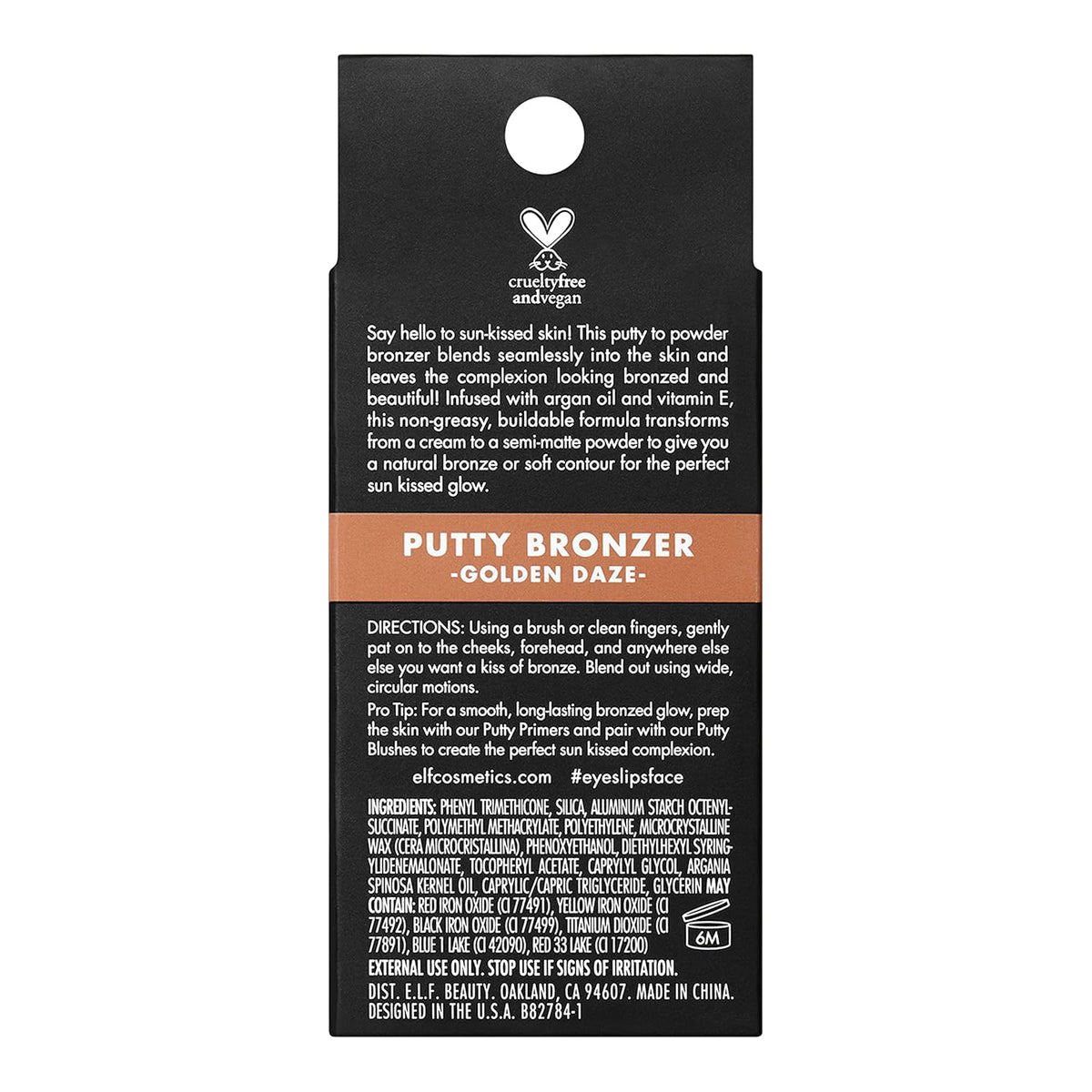 e.l.f. Putty Bronzer, Creamy & Highly Pigmented Formula, Creates a Long-Lasting Bronzed Glow, Infused with Argan Oil & Vitamin E, Golden Daze, 0.35 Oz (10g)
