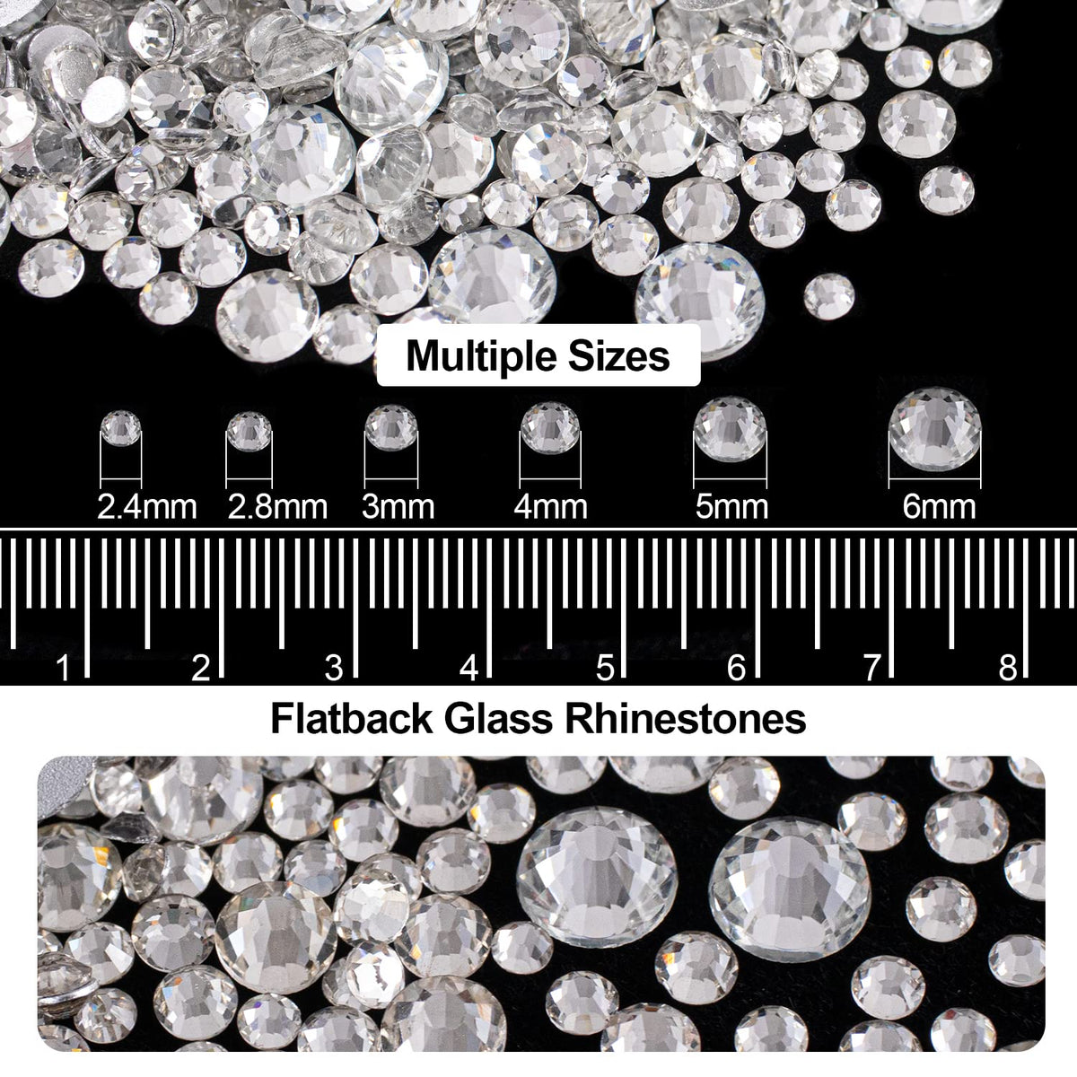 Flat Back Rhinestone Kits Colorful Rhinestones+Transparent White Gems with Quick Dry Makeup Glue+Picker Pencil+Tweezer for Nail Art and Face Make-up