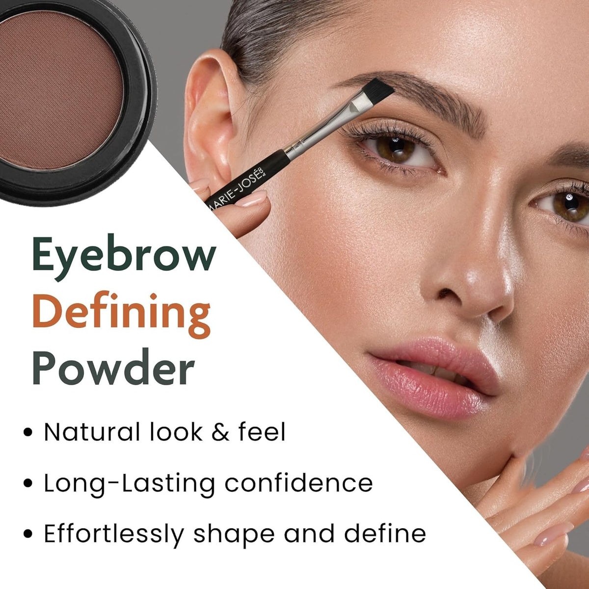 Marie-José Brow Powder – Medium Brown | Brown Eyebrow Powder, Vegan & Cruelty-Free | Highly Pigmented, Long-Lasting Compact | 9 Shades Available | Made in USA