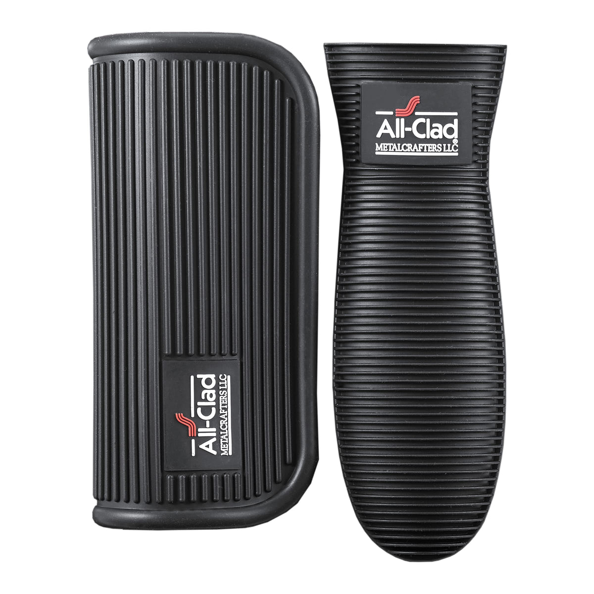 All-Clad Silicone Grip Set: 100% Silicone Flexible & Heat Resistant Ribbed Grip Set - Perfect for Cast Iron, Steel, or Glass, (2-Piece), Black/Grey