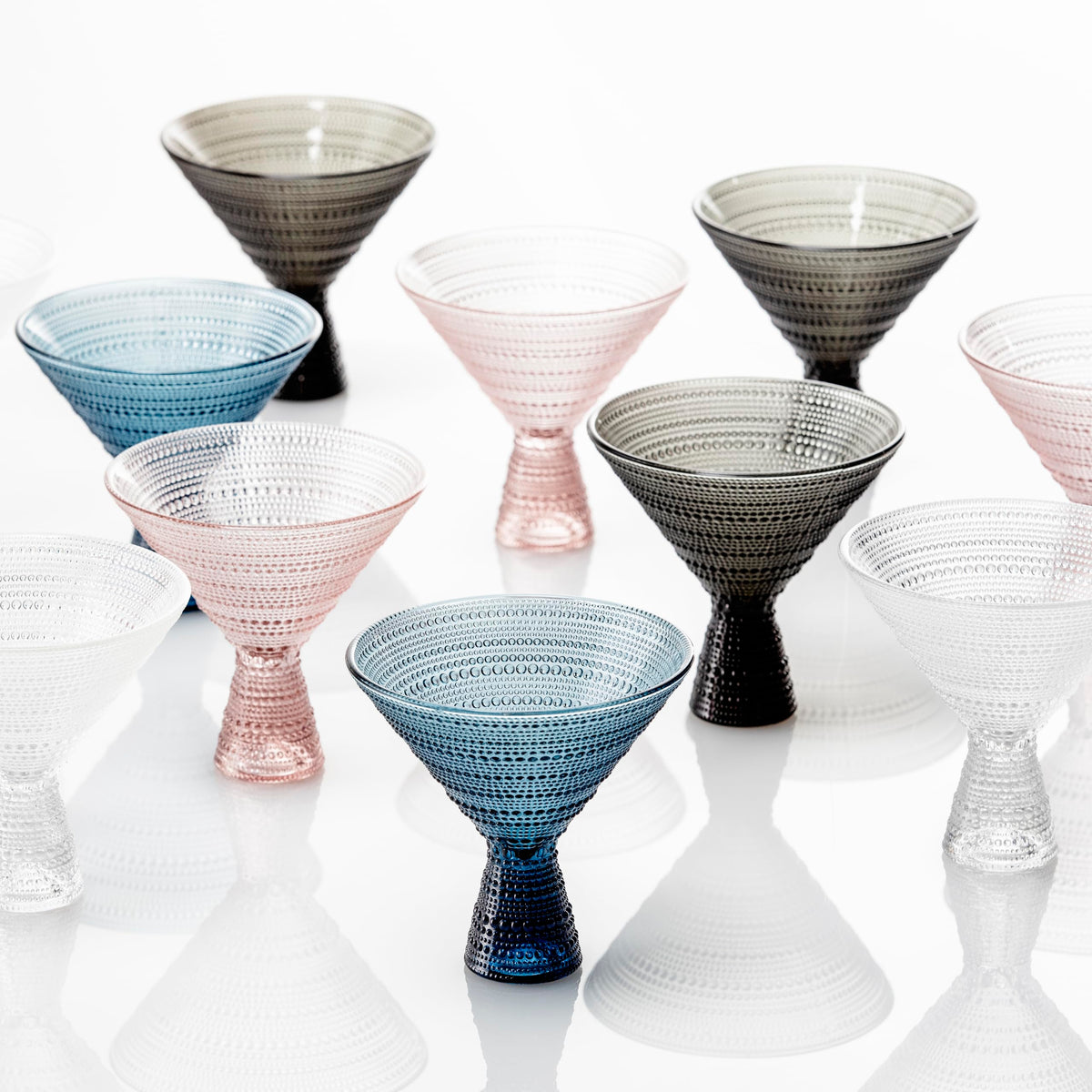 Fortessa Jupiter Beaded Hobnail Glass, 11.5 Ounce Martini (Set of 4), Sage Green