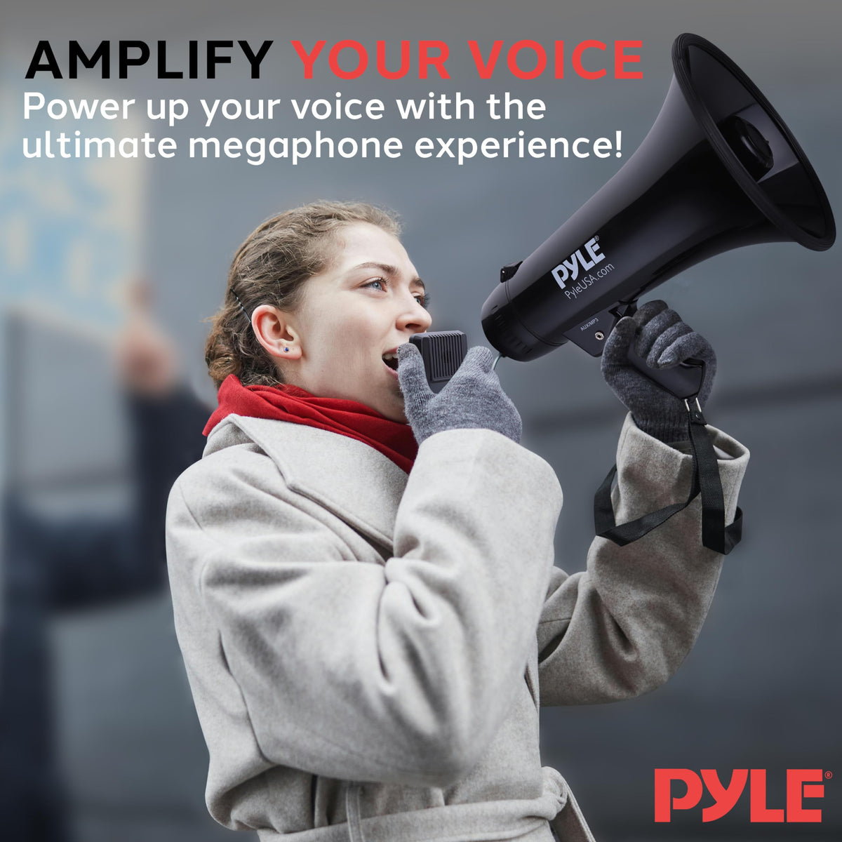 Pyle Megaphone Speaker PA Bullhorn Built-in Siren - Adjustable Volume Control & 1000 Yard Range - for Football, Soccer, Baseball, Hockey & Basketball Cheerleading Fans & Coaches or for Safety Drills