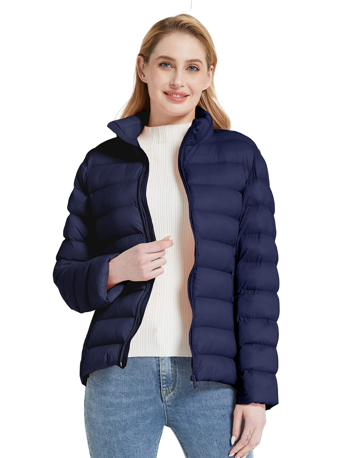 ZSHOW Women's Packable Winter Coat Lightweight Warm Quilted Puffer Jacket (Navy,M)