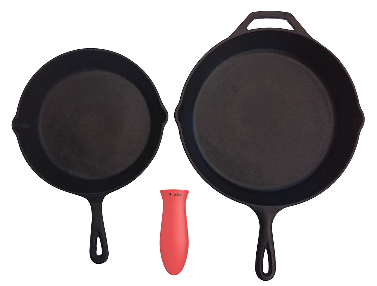 Silicone Hot Handle Holder, Potholders (3-Pack Red) for Cast Iron Skillets, Pans, Frying Pans & Griddles, Metal and Aluminum Cookware Handles - Sleeve Grip, Handle Cover