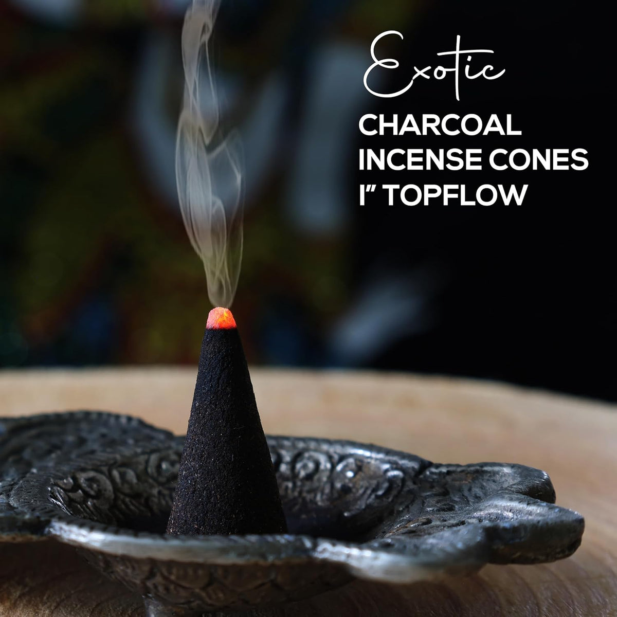 Palo Santo Charcoal Incense Cones 1" TOPFLOW - 100 Pack Bulk - Natural Scented Cones Handmade Hand Dipped