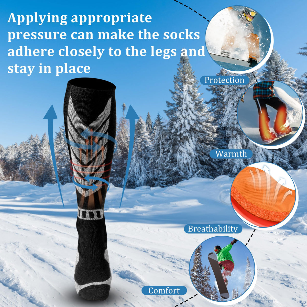 Wanchel Merino Wool Ski Socks - 2 Pairs Knee High for Skiing, Winter Warm Snowboard Thermal, Cold Weather for Men and Women
