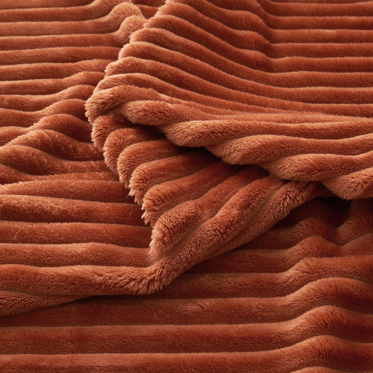MIULEE Fall Rust Throw Blanket 3D Ribbed Jacquard Fleece Flannel Velvet Plush Decorative Bed Blanket (Throw, 50" x 60") - Super Soft, Lightweight, Warm and Cozy for Couch Sofa Home Decor