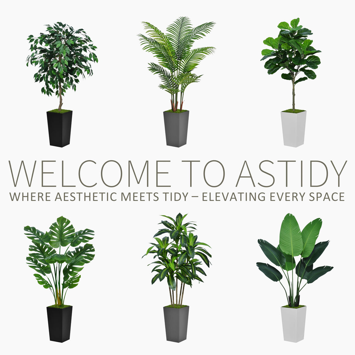 ASTIDY Artificial Palm Tree 5FT - Fake Tree with White Tall Planter - Faux Tropical Areca Floor Plant in Pot - Artificial Silk Plant for Home Office Living Room Decor Indoor
