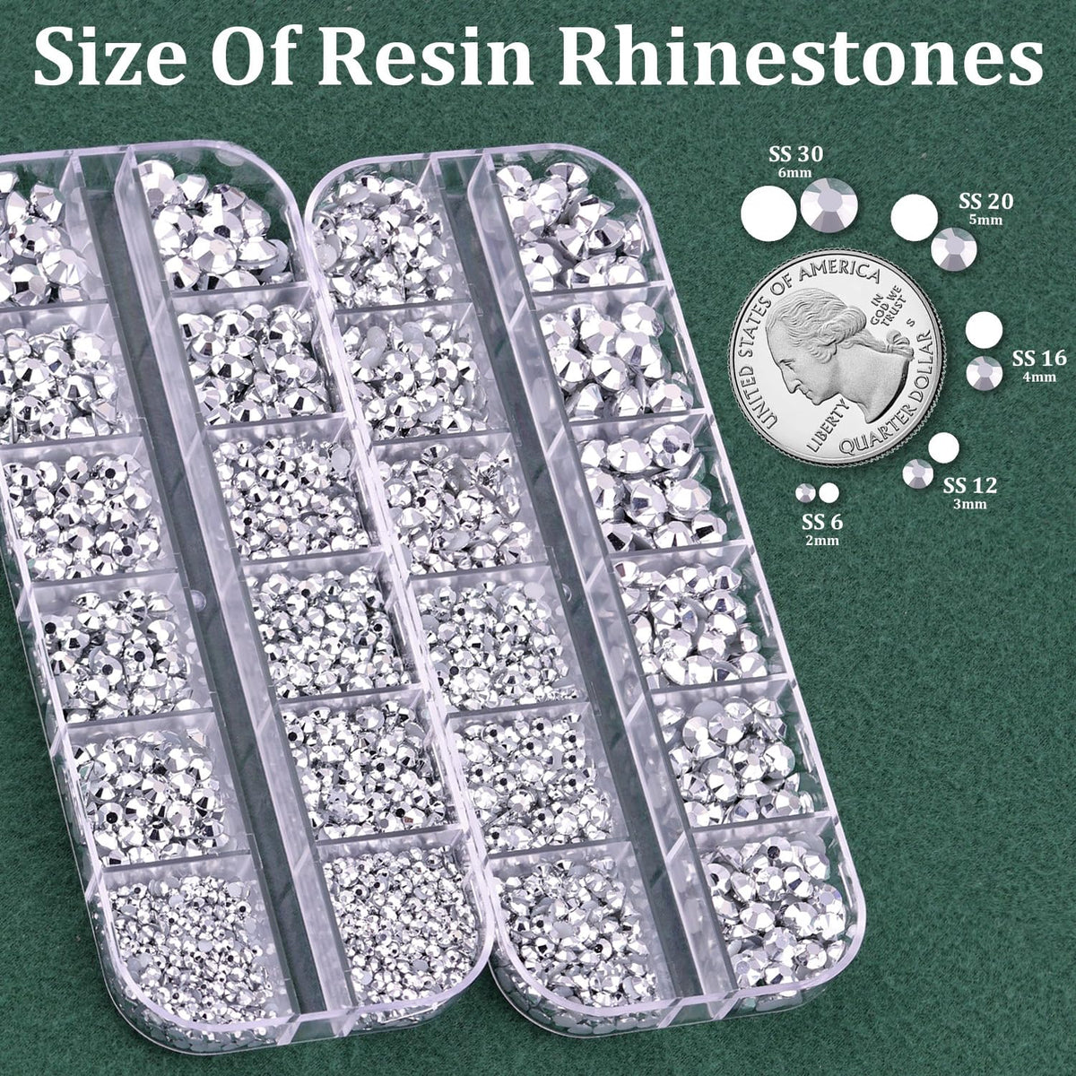 Resin Rhinestones for Crafting with B7000 Jewelry Glue, 2 Boxes Sliver Flatback Crystals with 3Pcs 10ml Glue for Bedazzling Crafts DIY Nail Art Makeup，Non Hotfix Gems for Clothing Shoes