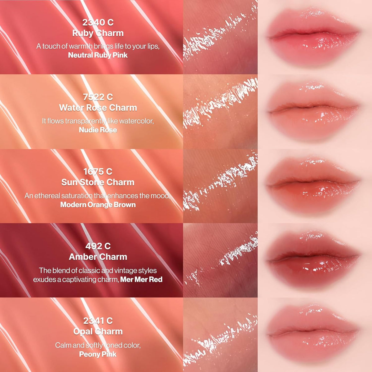 ENTROPY Makeup 2-in-1 Charm Shiny Glowy Lip & Cheek Gloss Tint Keychain, High Pigment Glossy Lip Color & Plumping Gloss, C5 Amber Charm