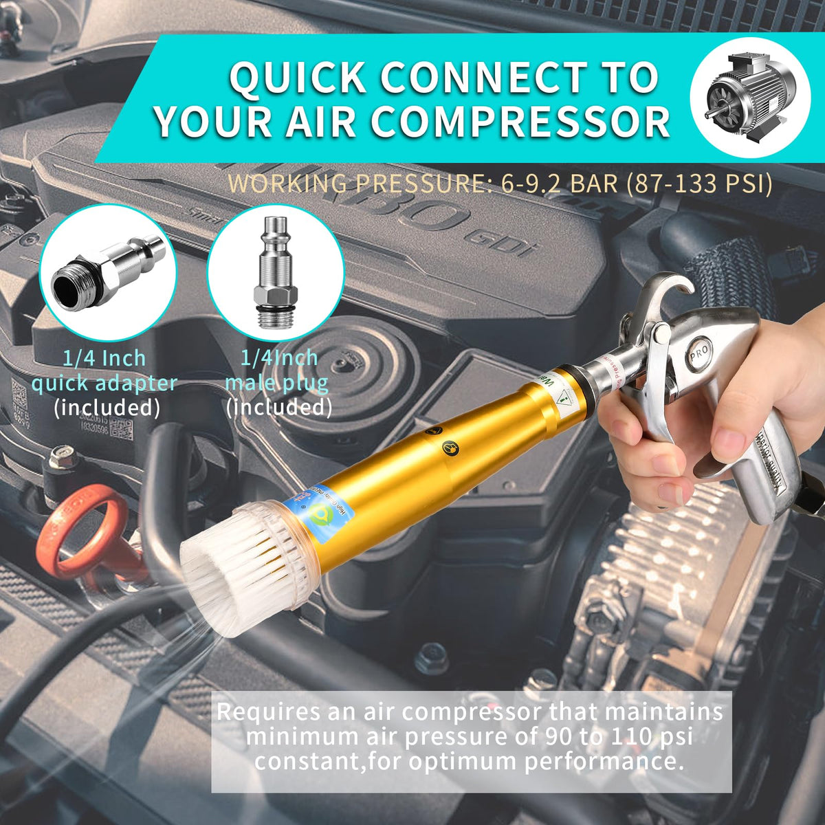 GOCCIDA High Pressure Car Cleaning Gun Air Gun Air Blow Gun Air Nozzle Blower Gun Air Compressor Accessories Tool Air Gun Brush for detailing Cleaning Air Compressor Attachments