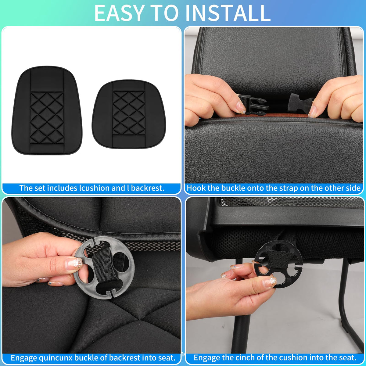 Chezope Car Seat Cushions Lumbar Support Pillows with Comfort Memory Foam Design Washable and Adjustable for Drivers and Office Use (Black)