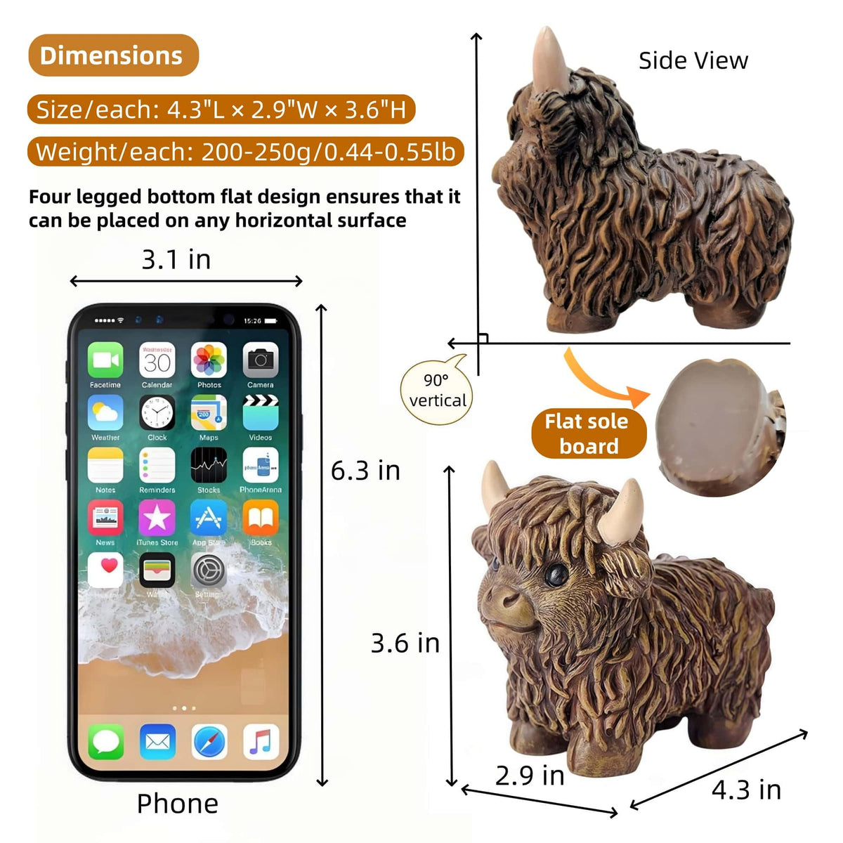 NYSCURE Set of 2 Small Resin Highland Cows Statues Home Decor Scottish Modern Style Figurine Calf Gifts for Lovers, Decorative Ornaments for Livingroom, Bedroom, Bookshelf, Cabinets, Office Desktop