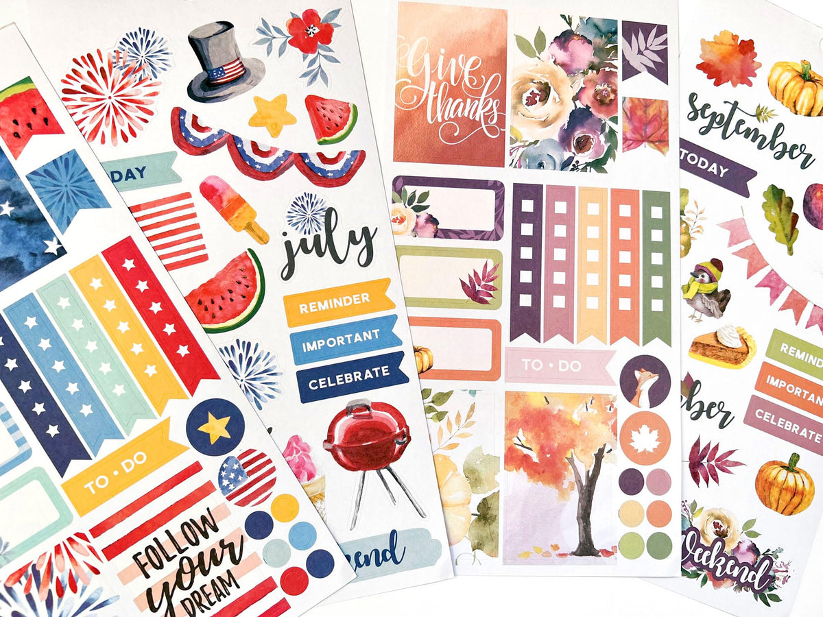 Paper House Productions Seasons Collection 30-Sheet 1200-Piece Celebrate Your Day Planner Sticker Folio for Planners, Journaling and Crafting