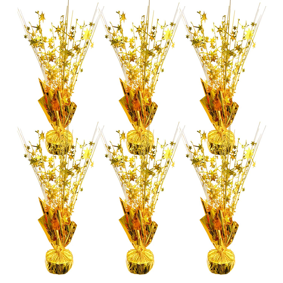6 PCS Metallic Foil Spray Centerpiece Grad Decor Table Decoration Burst Table Centerpieces for Graduation Birthday Wedding Anniversary Season Holiday Party Supplies Decor (Gold)