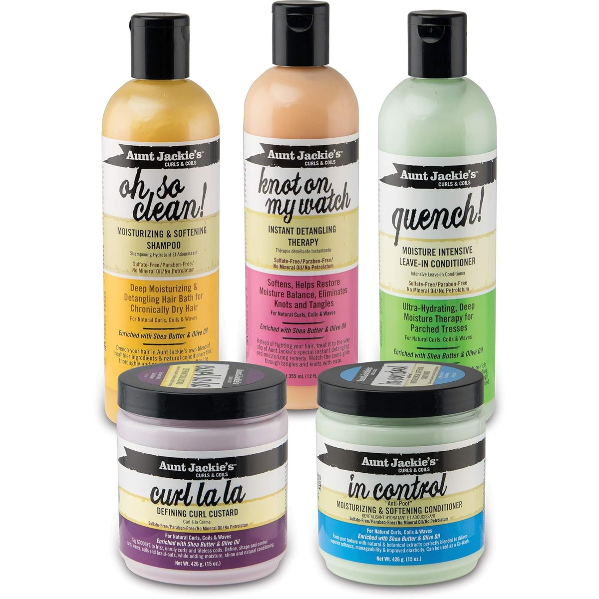 Aunt Jackie's Curl La La, Lightweight Curl Defining Custard, Enriched with Shea Butter & Olive Oil, Basic, 15 Ounce (Pack of 3)