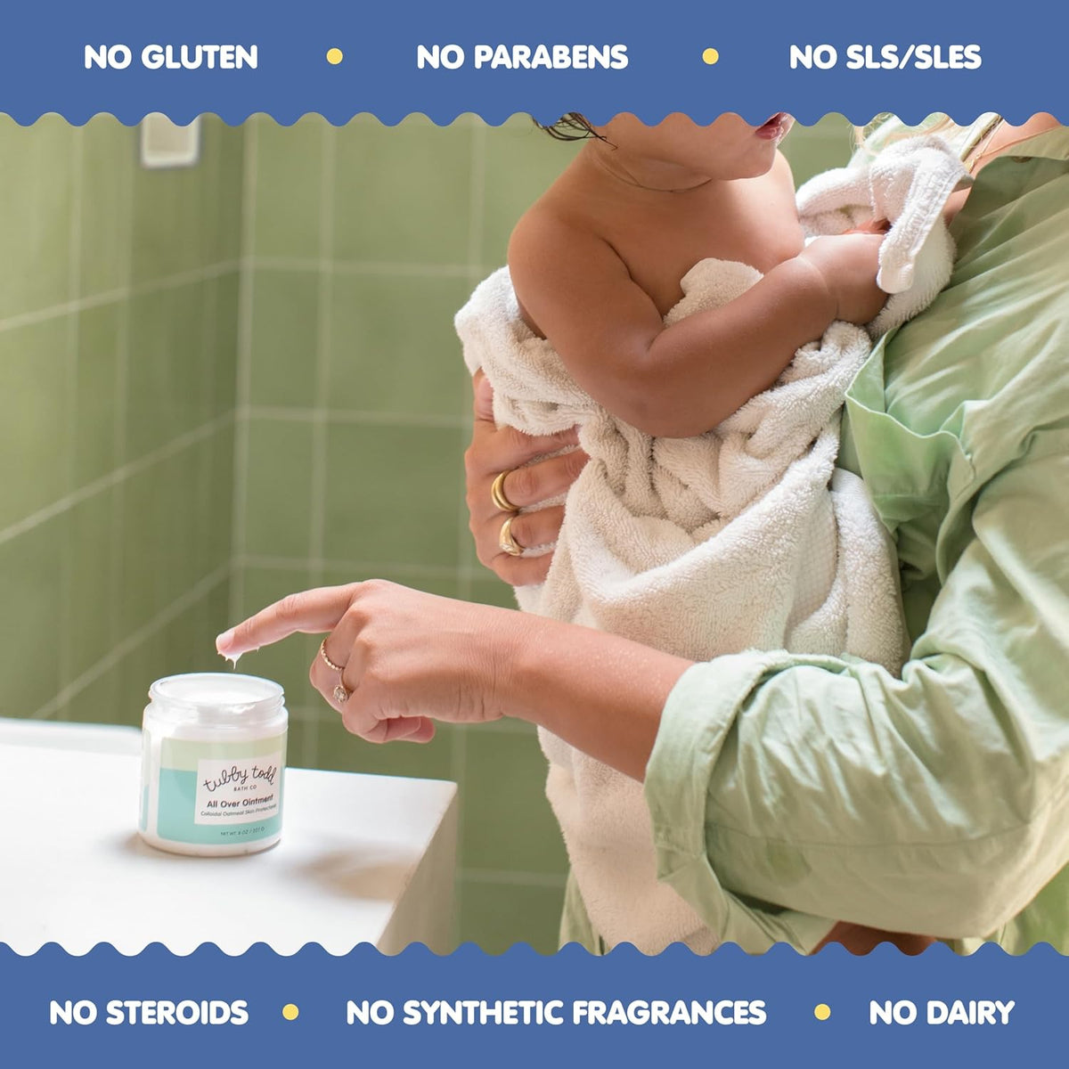 TUBBY TODD All Over Ointment - Baby Eczema Cream - Everyday Multi-Purpose Baby Skin Relief Cream - Sensitive Skin, Dry Skin & Irritation - Steroid & Gluten Free - Lavender Rosemary, 2 Pack 3.5oz & 8oz