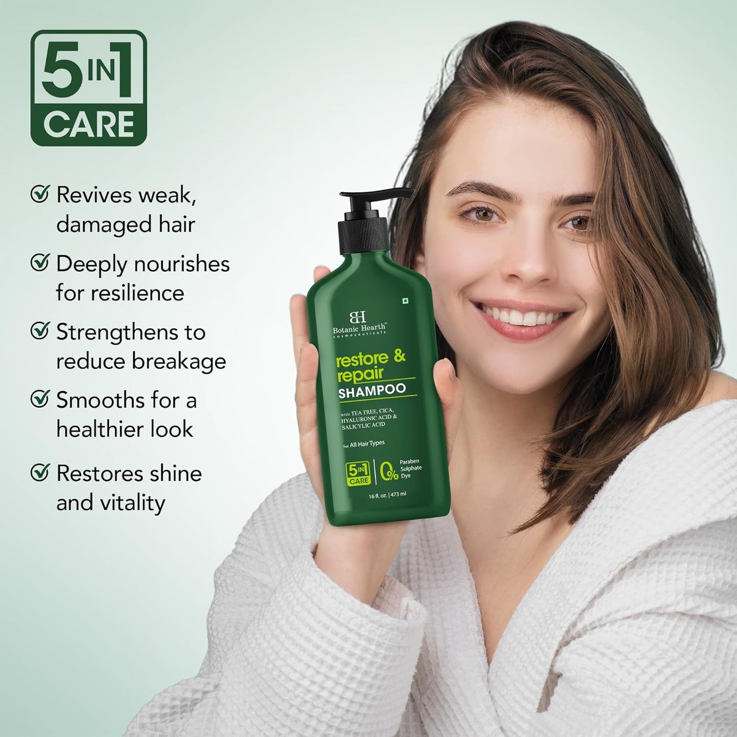Botanic Hearth Tea Tree Shampoo Infused With Cica, Hyaluronic Acid & Salicylic Acid | Clarifying Shampoo To Repair, Restore & Strengthen Hair | Paraben & Sulfate Free | For All Hair Types, 16 Fl Oz