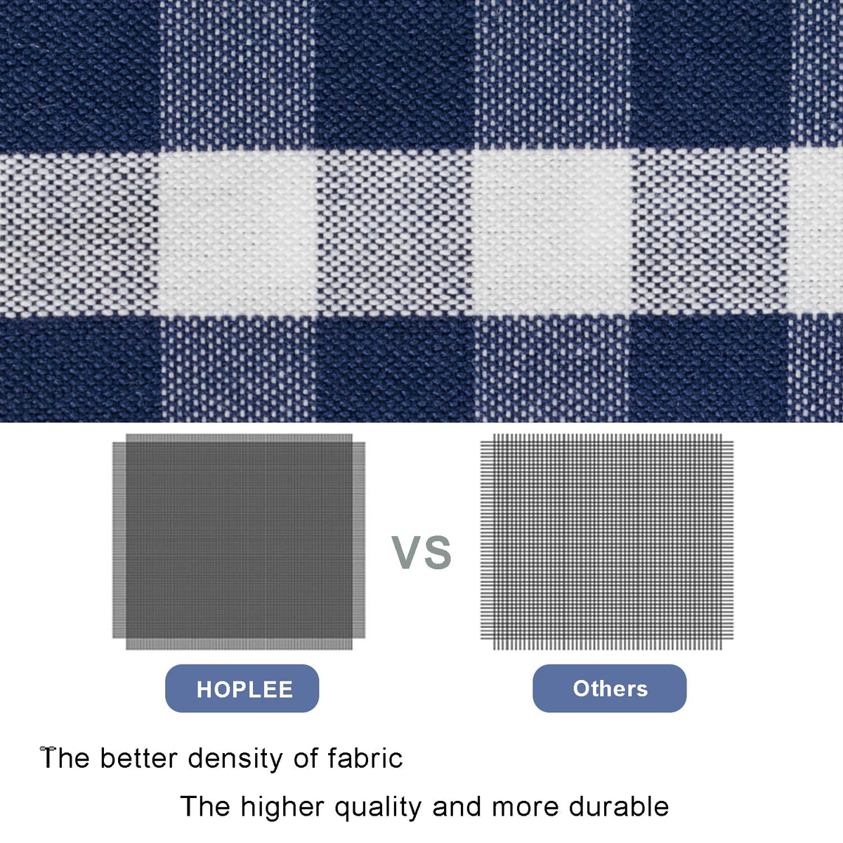 HOPLEE Navy Blue Decorative Pillow Cover 16x16 Pillow Cover with Buffalo Plaid, Solid Navy Blue, Tricking Stripe and Gingham Plaid Design 16x16 Inches Set of 4
