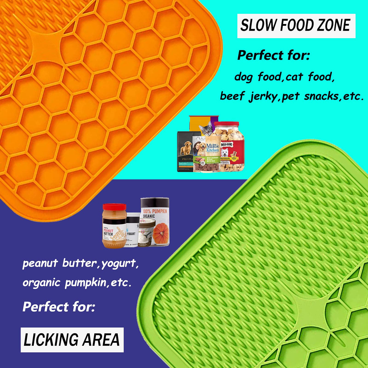 Kwispel Dog Licking Mat, 3 Pcs Large Licking Mat for Dogs with Suction for Anxiety, Peanut Butter Dog Licking Mat Slow Feeder Dispensing Treater Lick Pad for Dogs Cats Grooming Bathing and Training