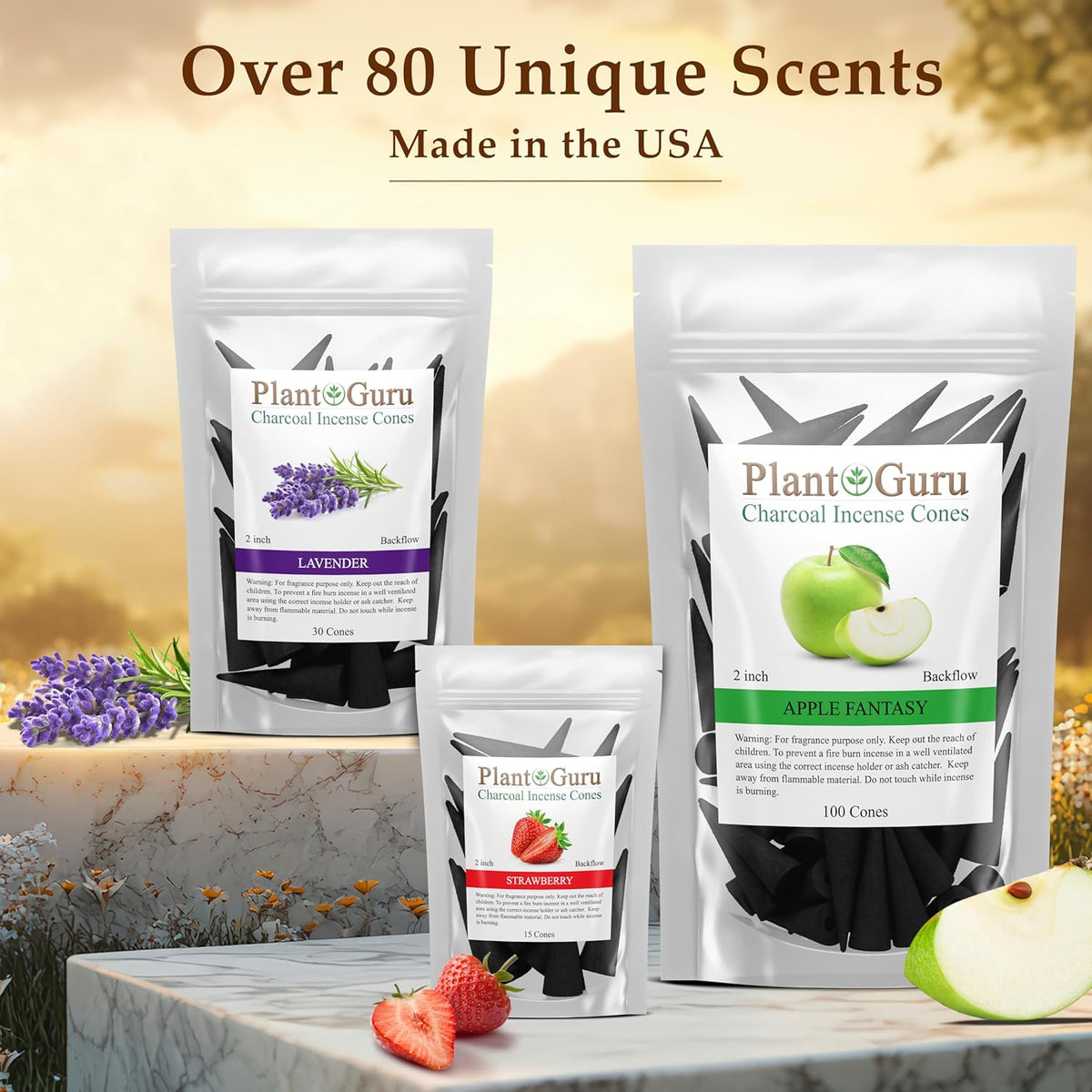 Frankincense Charcoal Incense Cones 2" BACKFLOW - 60 Pack Bulk - Natural Scented Cones Handmade Hand Dipped