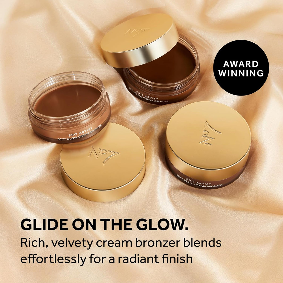 No7 Pro Artist Soft Glow Cream Bronzer Makeup - Blendable Bronzer Cream with a Lightweight Formula - Customizable Face Makeup for a Natural, Sun-Kissed Glow - Medium (1.26 Oz)