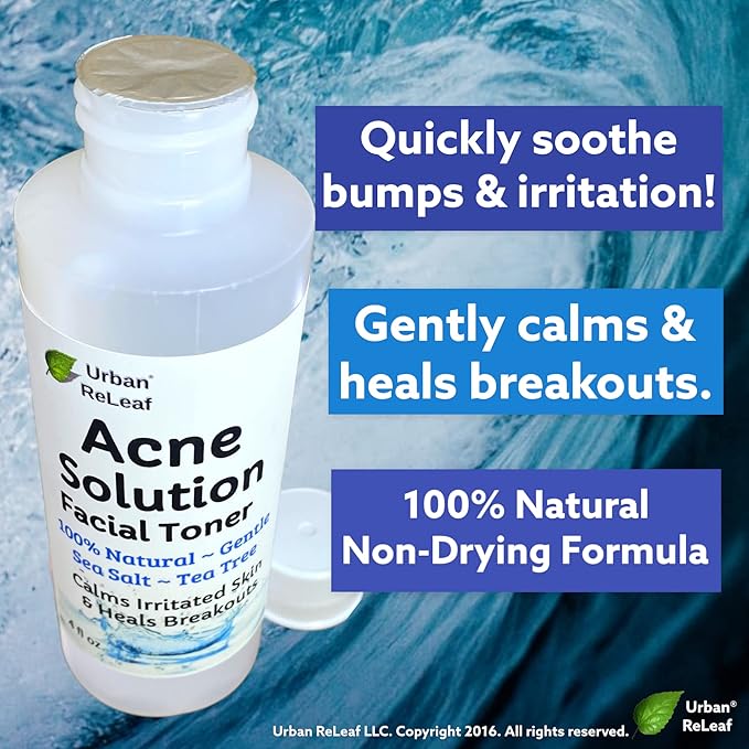 Urban ReLeaf Acne Solution Facial Toner! Sea Salt & Tea Tree. Soothe Skin, Calm breakouts. 4 oz. Gentle Effective. 100% Natural & Soothing. Reduce The Appearance of pores.