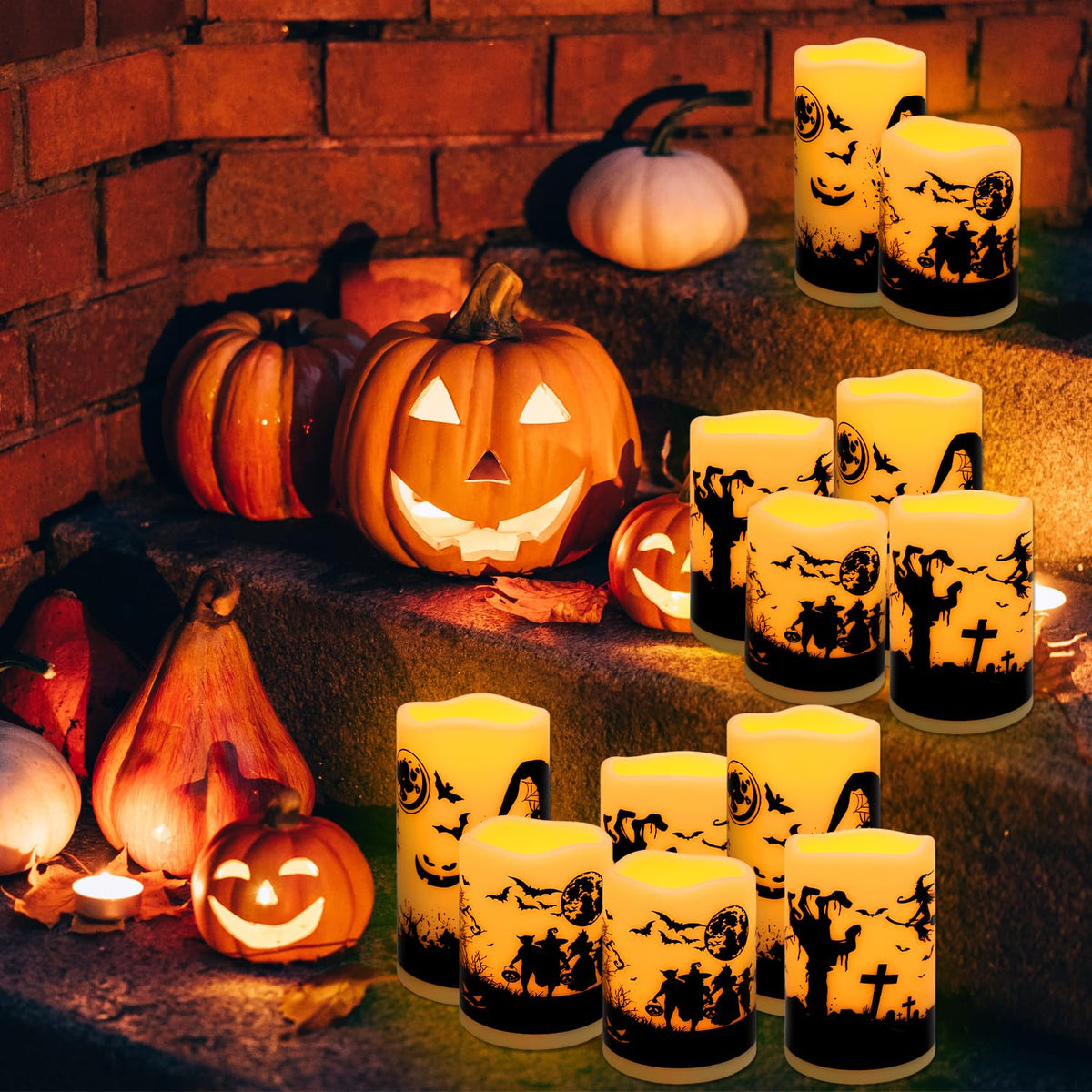 ECLHTLNY 12-Pack Waterproof -Flameless Led Candles，Remote Control and Timer Functions for Halloween and More Decorations（3 Sizes）